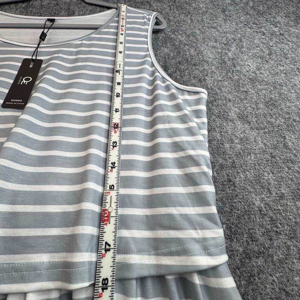 OUGES Women XXL Gray White Striped Sleeveless Cas… - image 5